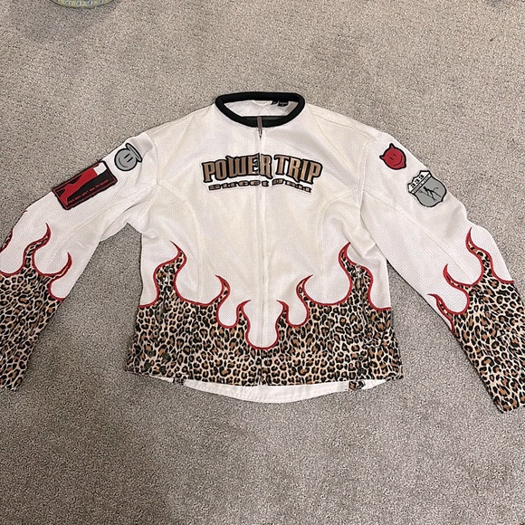 powertrip Jackets & Coats Cheetah Print Fire Powertrip Mesh Jacket